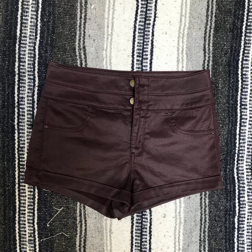 High waisted faux leather shorts